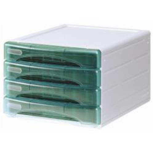 ARDA Olivia - Cassettiera - 4 cassetti - per A4, 265 x 335 mm - verde trasparente